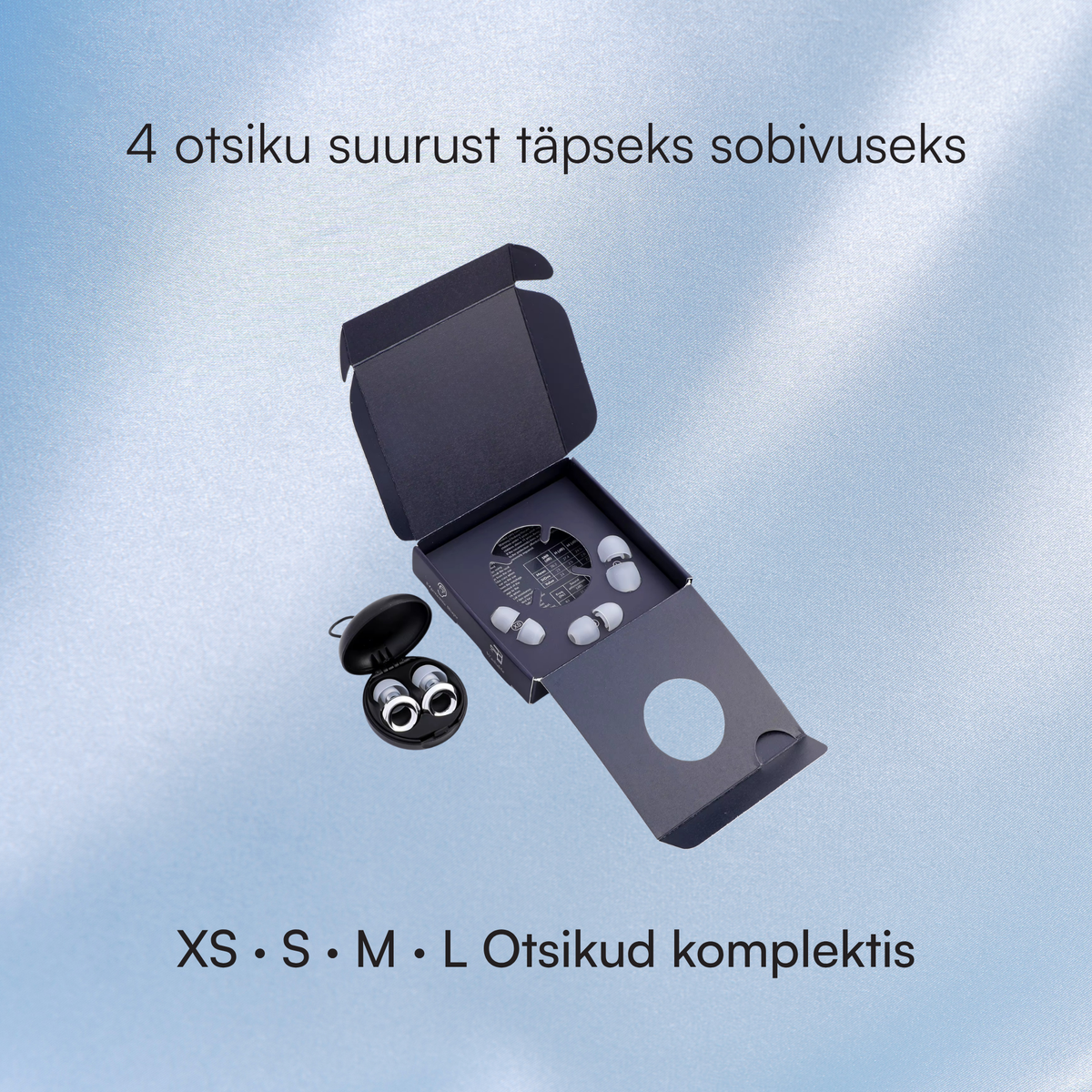 trop. kroom komplekt: neli otsiku suurust (XS, S, M, L) karbis ja võtmehoidjaga hoiukarp